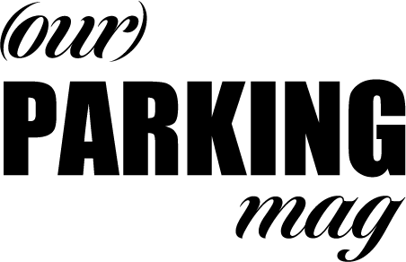 Logo for our parking mag, black strong typography on italics.
